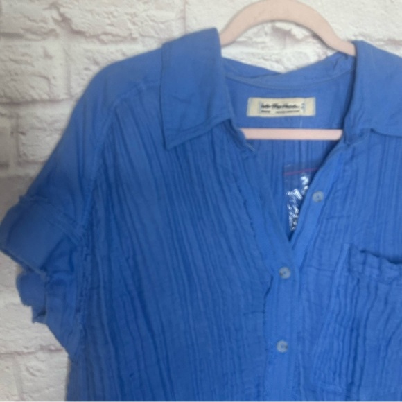 FP We The Free Heat Waves Top Linen Blend Gauze Oversized NWOT - Picture 6 of 13